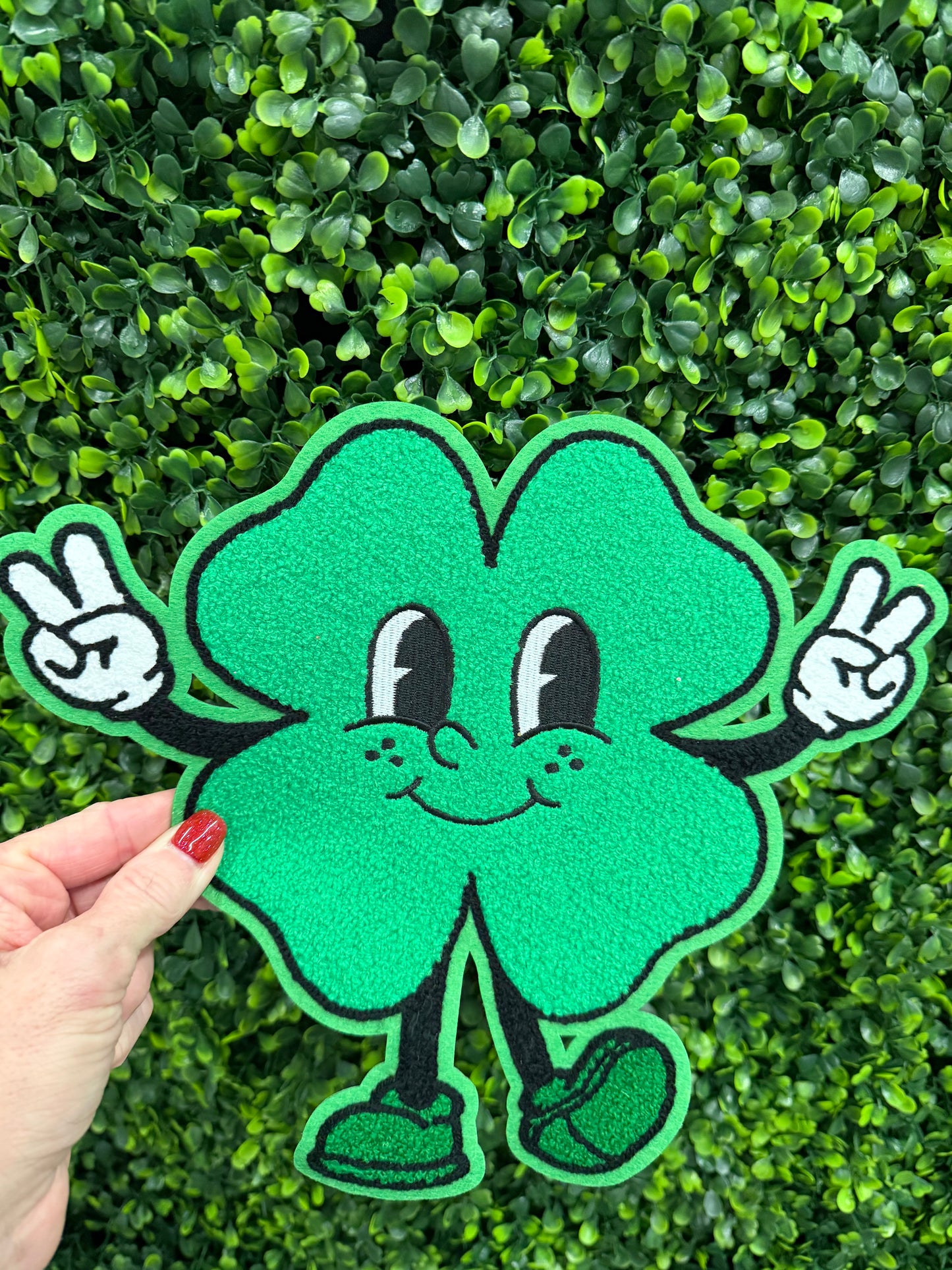 Lucky Shamrock Peace Sign Embroidered Patch