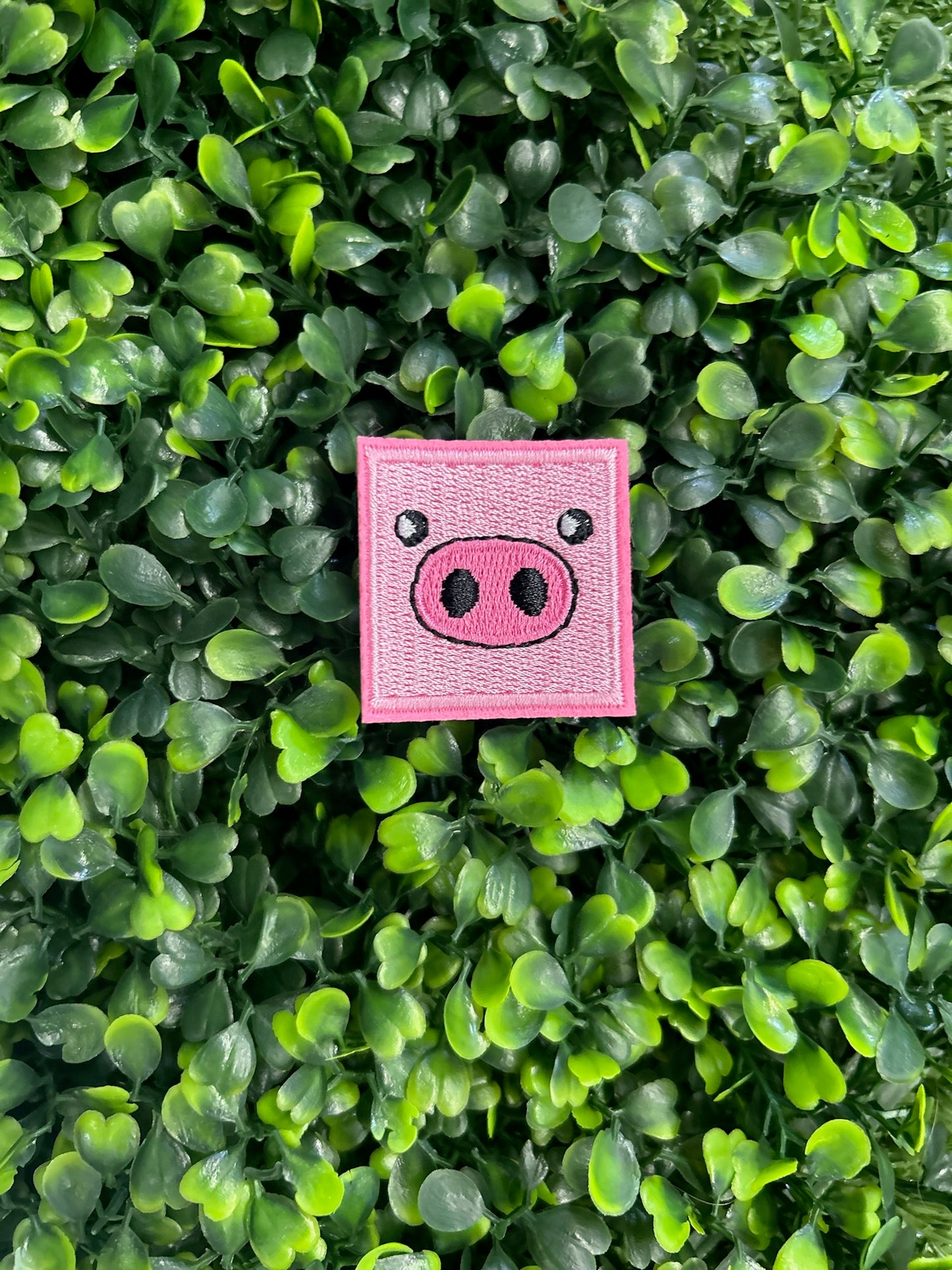 Pink Pig Nose Patch – Mini Farm Animal Embroidered Iron-On Patch