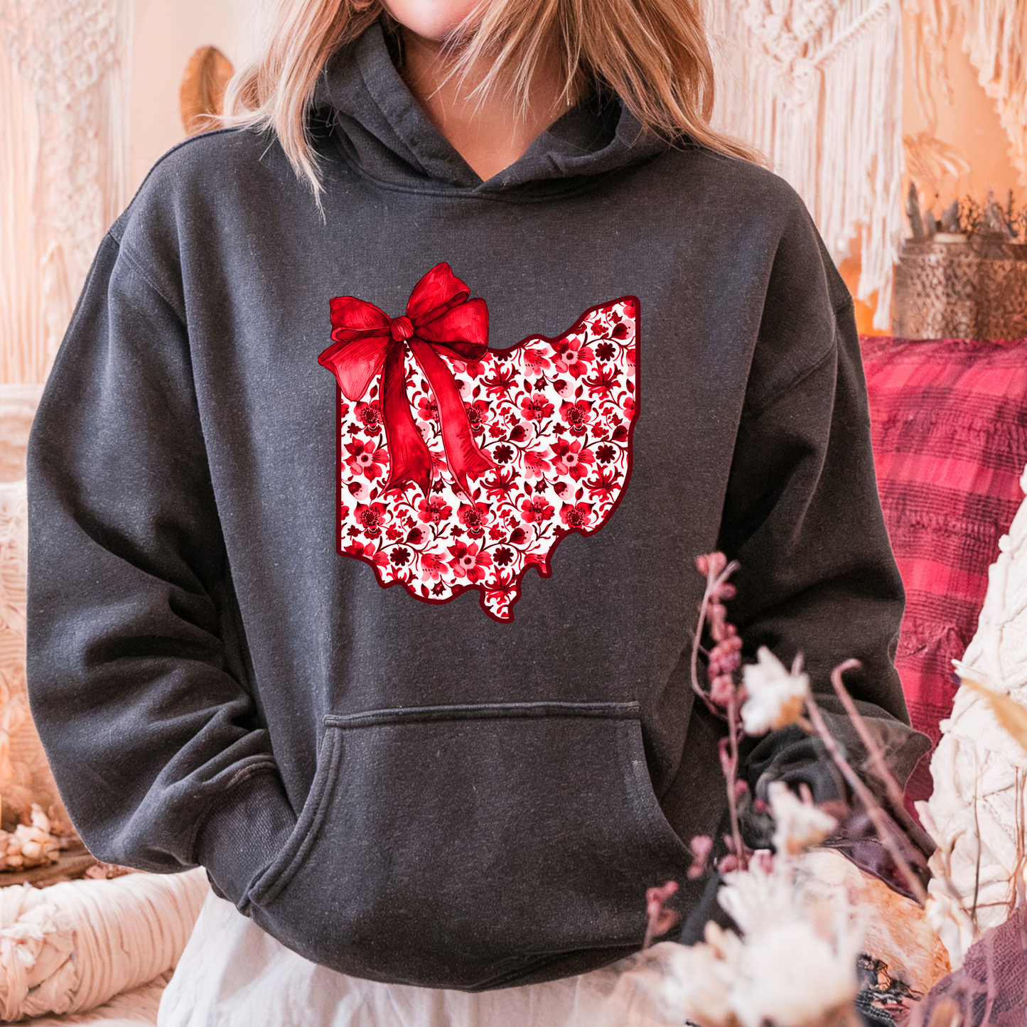 Ohio State Floral Bow Hoodie