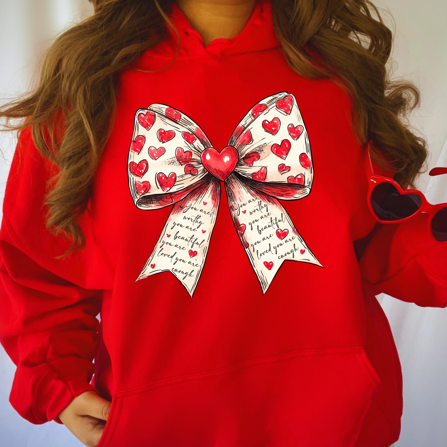 Valentine's Hearts & Affirmations Bow