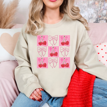 Cherries & Outlined Bows Checkered