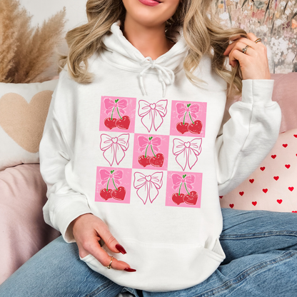 Cherries & Outlined Bows Checkered