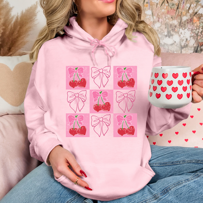 Cherries & Outlined Bows Checkered