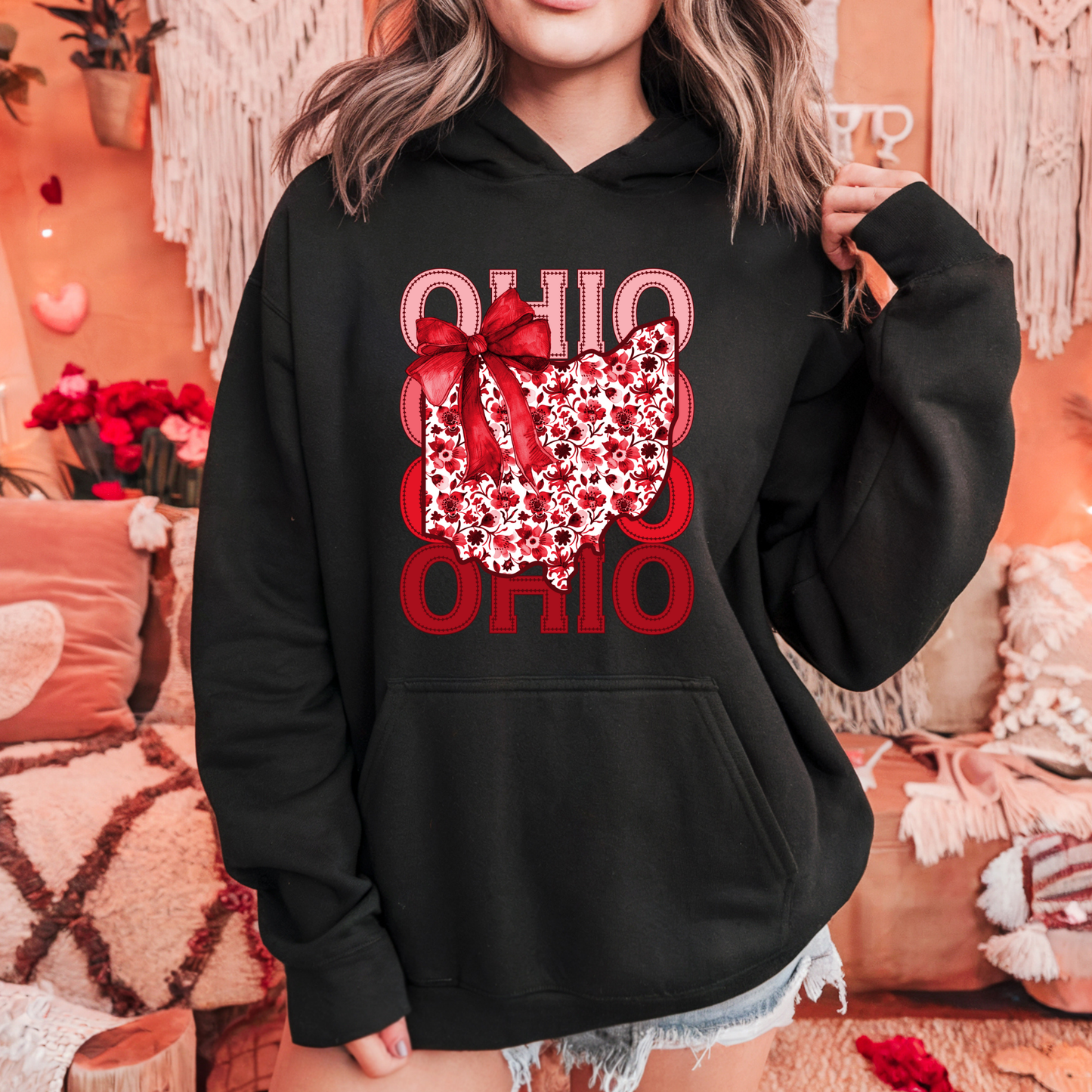 Ohio Text Floral Bow