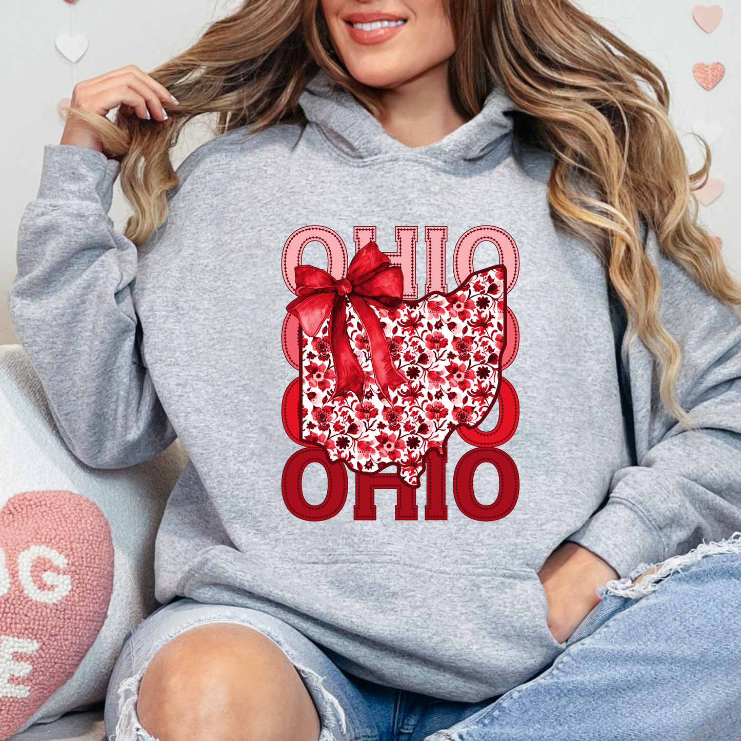 Ohio Text Floral Bow