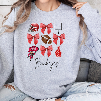 Ohio State Buckeye Coquette Red Bow Sweatshirt