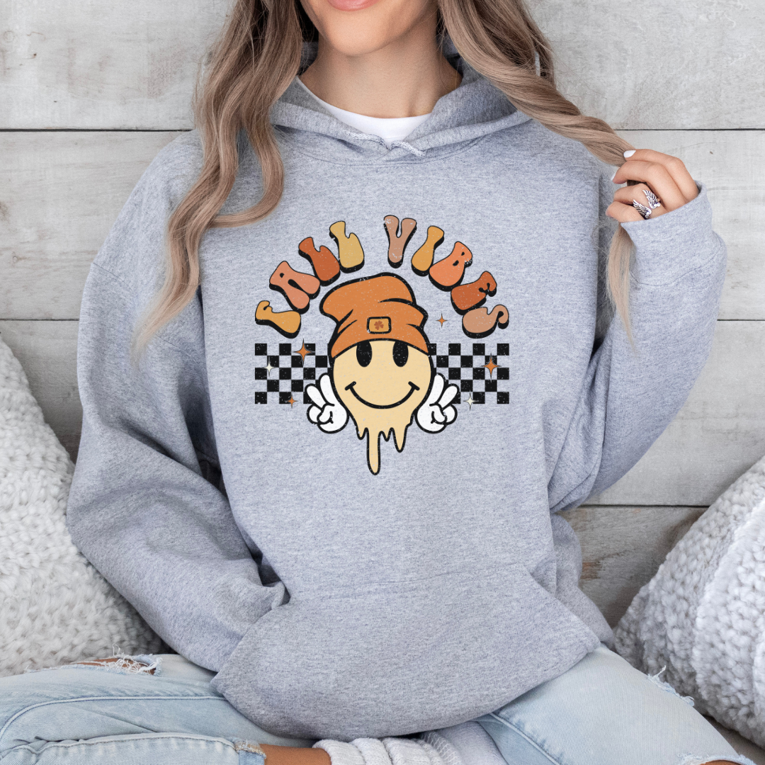 'Fall Vibes' Smiley in a Beanie Hoodie