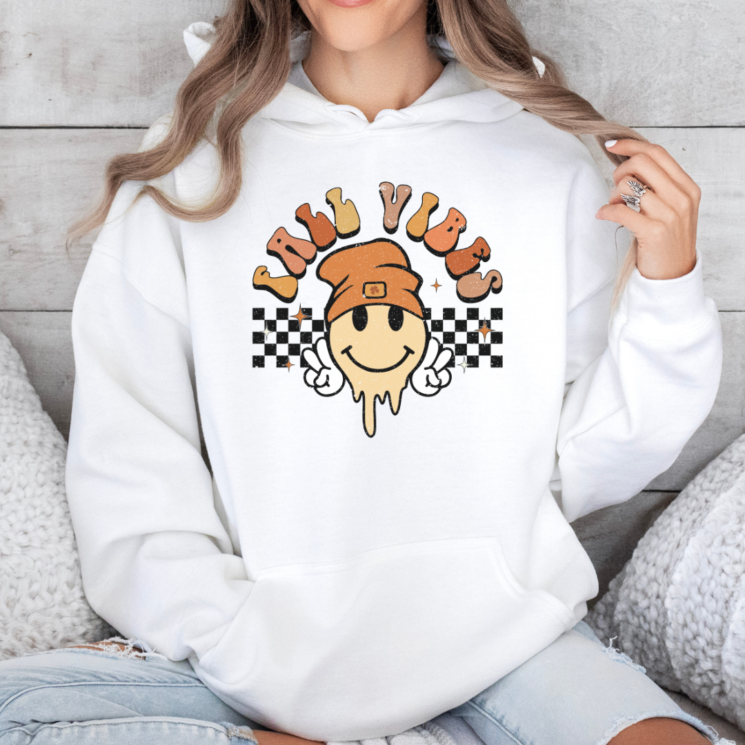 'Fall Vibes' Smiley in a Beanie Hoodie