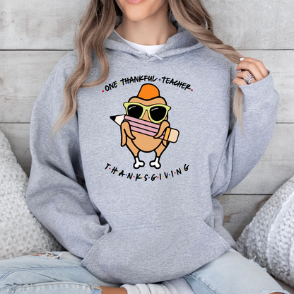 One Thankful Teacher Thanksgiving Turkey Hoodie