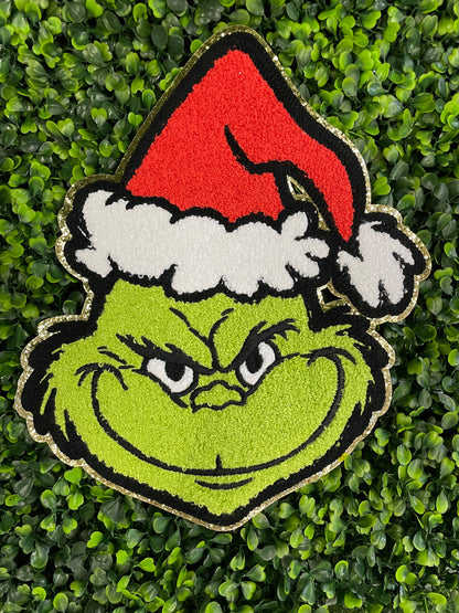 Grinning Santa Face Chenille Patch