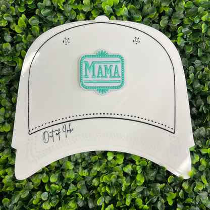 Green and White "Mama" Embroidered Patch