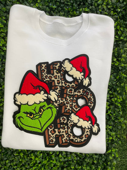 Leopard Grinchy HoHoHo Chenille Patch