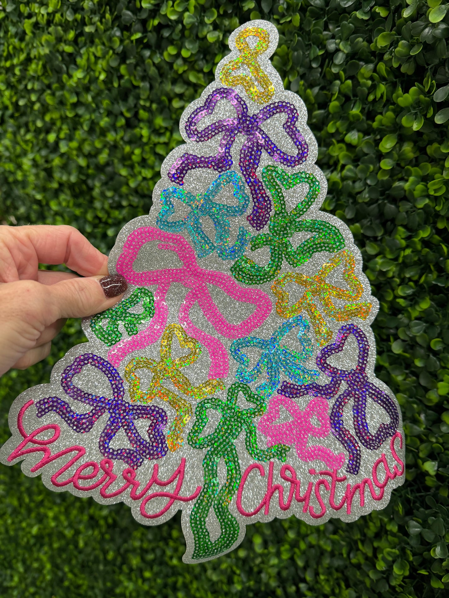 Sequin Merry Christmas Tree Patch