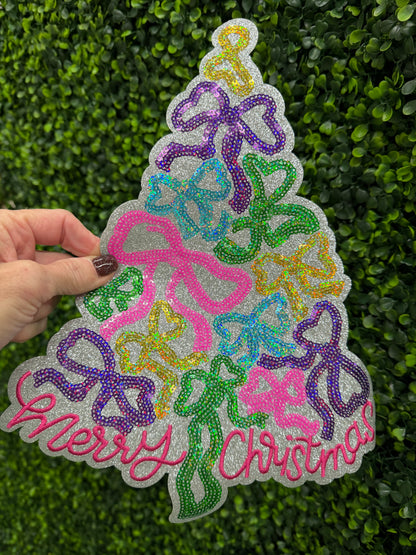 Sequin Merry Christmas Tree Patch