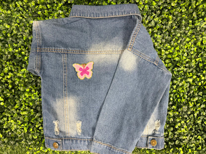 Pink Butterfly Glitter Edge Embroidered Patch