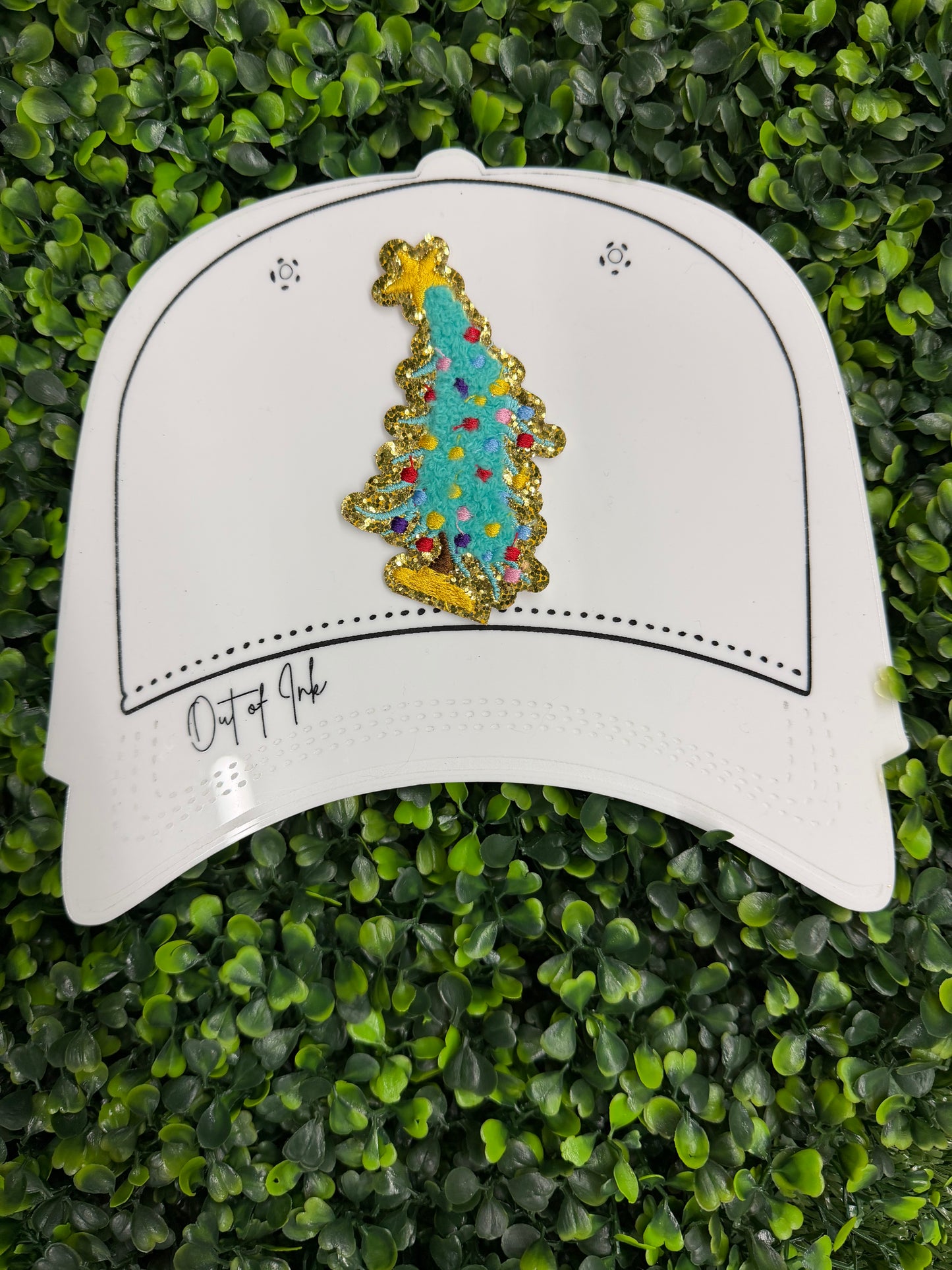 Blue Vintage Tree Glitter Embroidered Patch