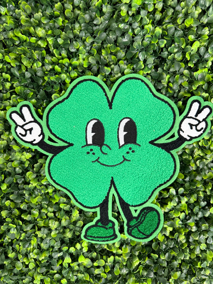Lucky Shamrock Peace Sign Embroidered Patch
