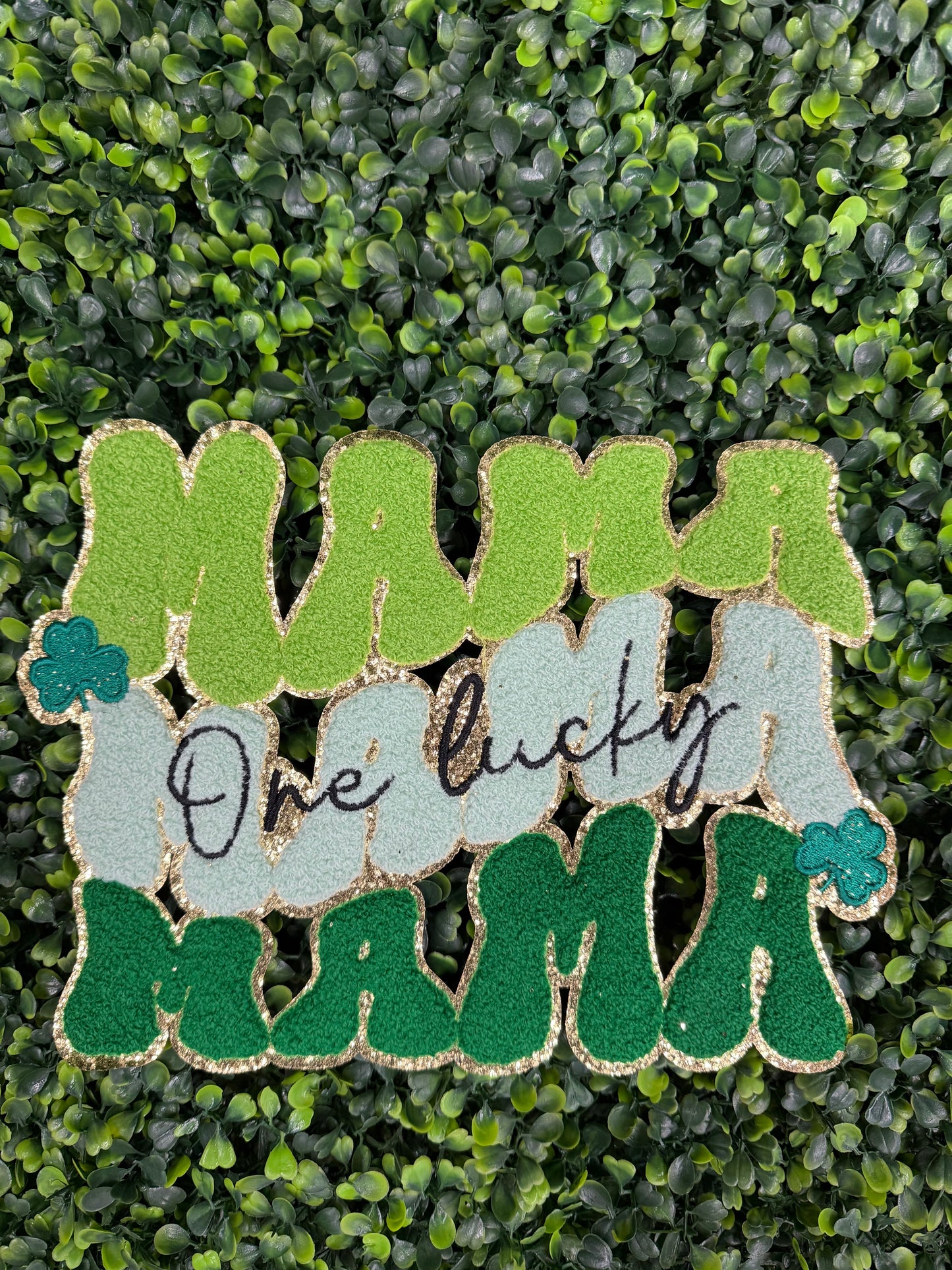 Mama One Lucky Mama Patch – St. Patrick’s Day Shamrock Iron-On Patch
