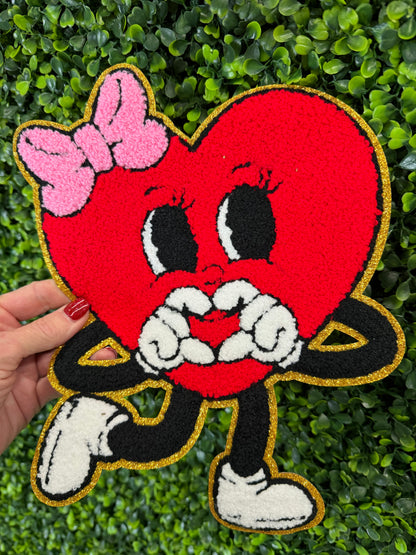 Cute Heart Character Chenille Patch