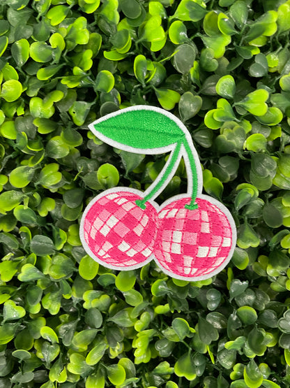 Pink Disco Cherry Embroidered Patch