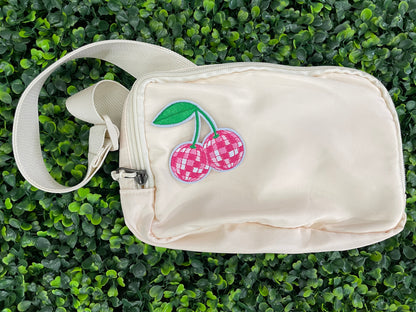 Pink Disco Cherry Embroidered Patch