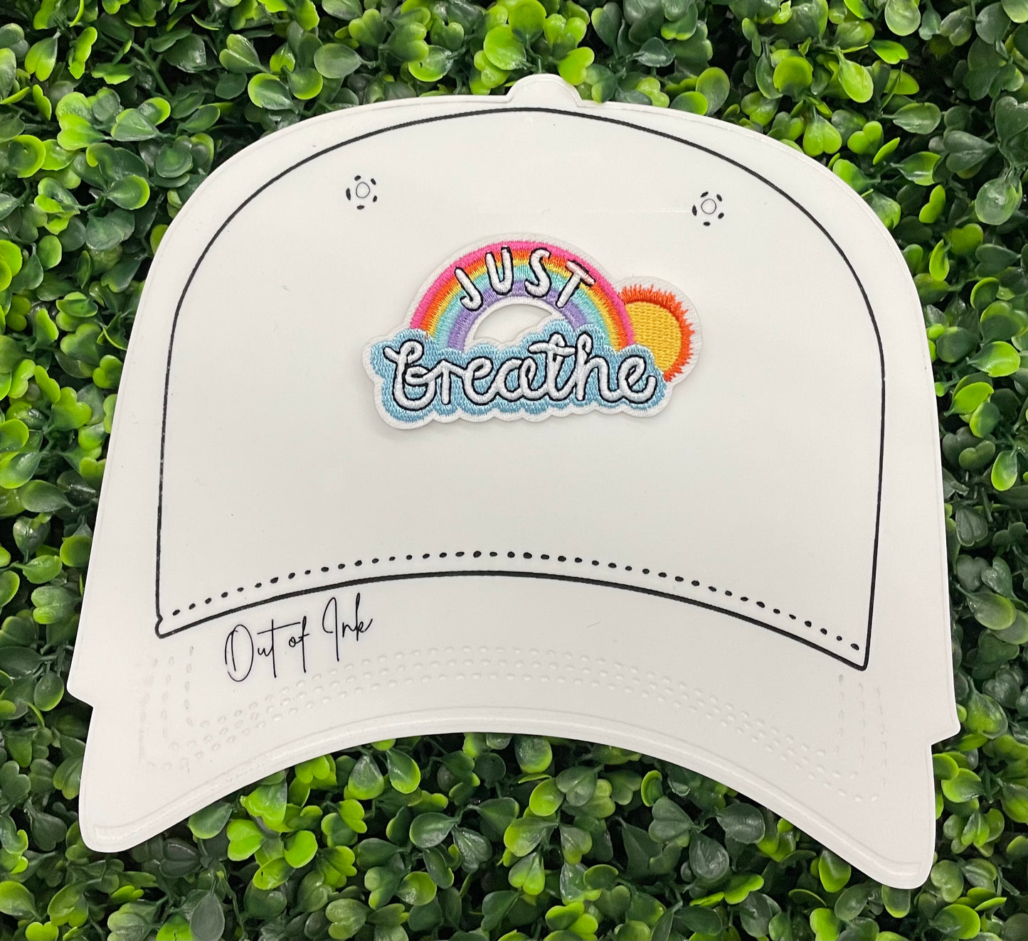 Just Breathe Rainbow Embroidered Patch