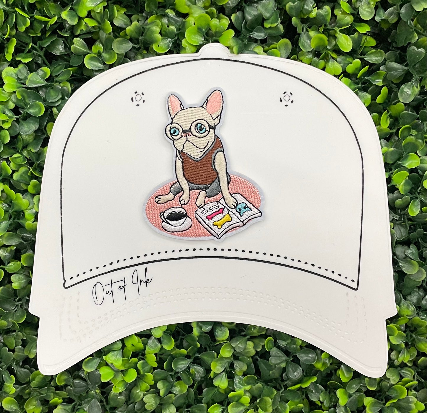 French Bulldog Reading Embroidered Patch