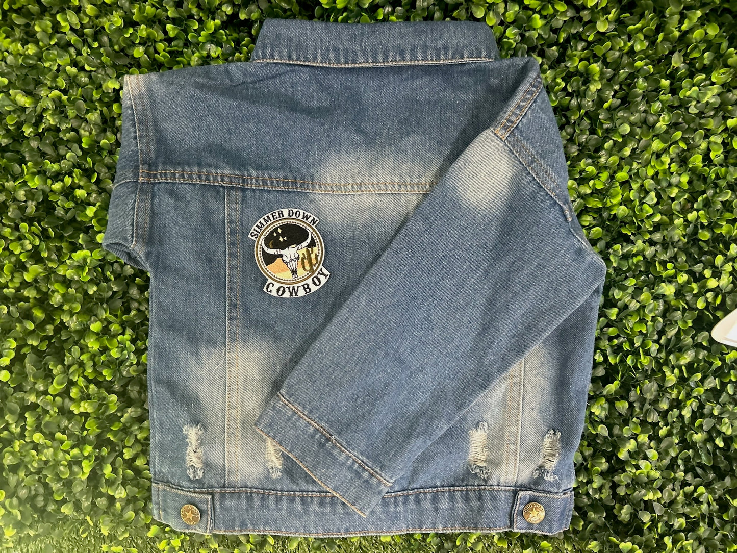 Simmer Down Cowboy Patch – Western Skull Embroidered Iron-On Patch