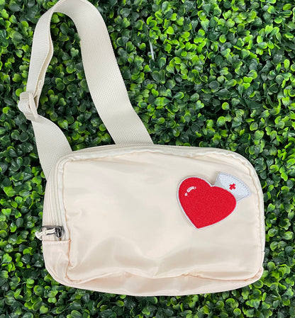 Heart with Nurse Cap Embroidered Patch