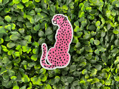 Pink Leopard Embroidered Patch