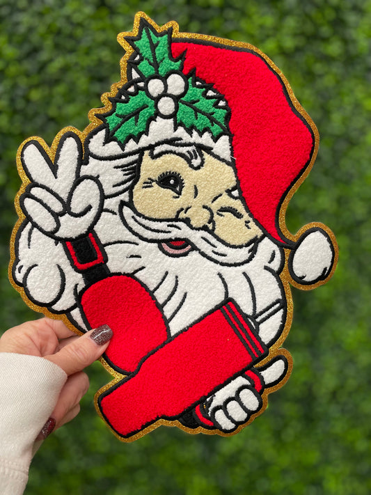 Trendy Santa Glitter Chenille Patch