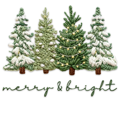 Merry & Bright Christmas Trees Yarn Print Hoodie