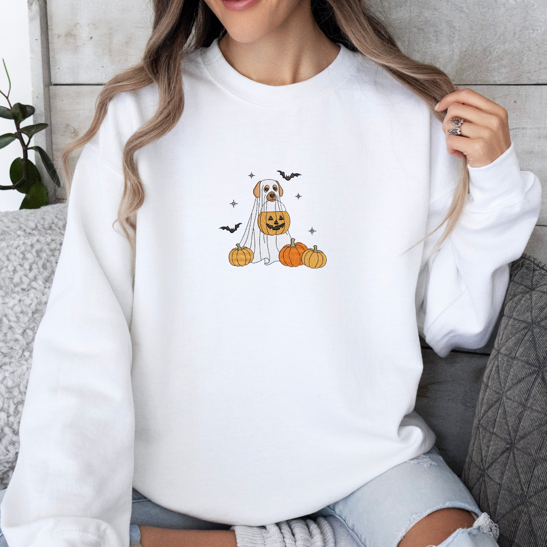 Trick or Treating Ghost Dog Embroidery